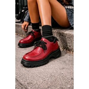 Vintage Prada Red Leather Tyrolean Brixxen Boots with Rubber Sole Women's Sz 7